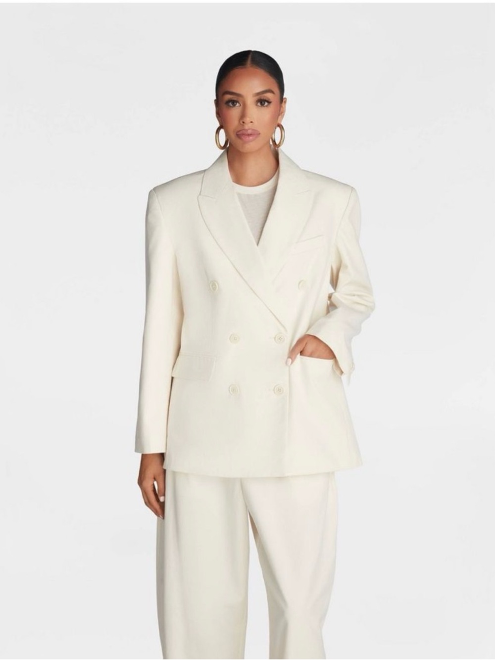KBB by KAHLANA ‘The David Blazer' Double-Breasted Cream Blazer